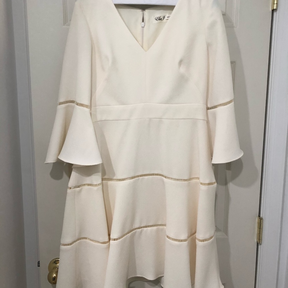 Eliza J Fit and Flare Cream Dress
